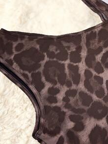 Franclia Moderiktig leopardmönstrad ärmlös body i mesh för kvinnor - Multifärgad - Visa 7