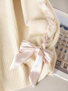 CosyJoli Áo len dệt kim cổ tròn tay rút dây cỡ lớn dành cho nữ, mùa thu/đông - Vàng nhạt - Xem 5