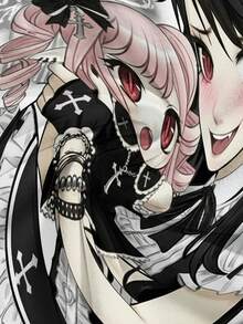 ROMWE Anime 暗黑朋克病娇Y2K十字娃娃暗黑复古星链蝴蝶结白色吊带背心女款 - 黑色 - 查看 3