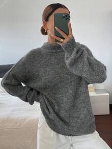 DAZY Women's Casual Loose Fit Bow Tie Pullover Sweater, All-Match & Versatile, Suitable For Spring & Winter - Grey - View 4