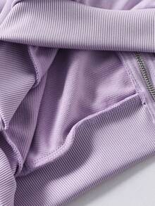 Sparklyn 少女休闲宽松短款开襟加厚卫衣，韩版风格，适合秋冬季穿着 - 紫色 - 查看 3