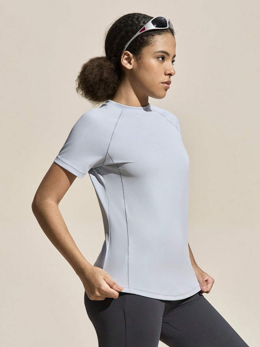 Exploreva Women's Outdoor Short - Sleeve Sports T - Shirt With More Comfortable And Skin - Friendly Stitching, Suitable For Outdoor Sports, Running, Fitness And Yoga. - Grey - View 1