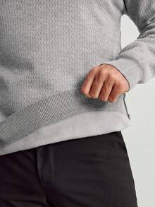 Calvornis 男士休闲日常通勤简约纯色高领保暖毛衣，秋冬男士毛衣套头衫，带保暖内衬 - 淺灰色 - 查看 4