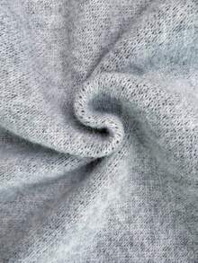 SHEIN Elenzya Áo len chui đầu họa tiết hoa jacquard rộng rãi, viền bất đối xứng dành cho nữ, Thu/Đông - Xám - Xem 8