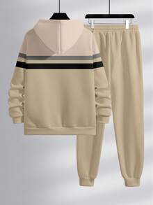 Manfinity Homme 2pcs Men's Hooded Sweatshirt And Loose Casual Pants Set - Multicolor - View 2