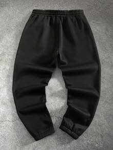 PAVTROS Conjunto casual de dos piezas con capucha y cordón, con impresión de letras, ropa de otoño para hombres - Negro - Ver 7