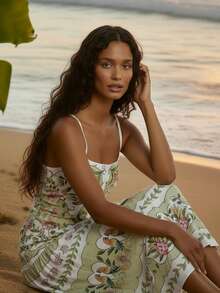 CAJUNI 热带梦幻印花休闲吊带连衣裙。 - 彩色 - 查看 4