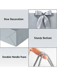 1/2/5个装，大号礼品袋，带丝带、1张贺卡和2张薄纸，便携式纸质礼品袋，带提手，生日礼品袋，婚礼派对母亲节礼物袋