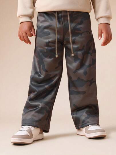  SUMWON Boys Camouflage Sweatpants With Drawstring Waist Elastic Cuffed Ankles Casual Comfort Jogger Style Pants Winter Fall Wear Vacation