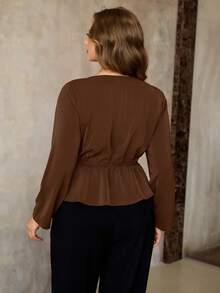 Roveilla Váy maxi dài xếp ly bằng vải satin cỡ lớn dành cho nữ, phong cách cổ điển Pháp thanh lịch, phù hợp mặc nơi công sở, công sở, thường ngày, tiệc tùng, giáng sinh, lễ tạ ơn, năm mới, thu đông - màu nâu - Xem 2