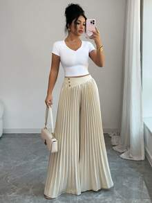 Elenzga Quần ống rộng xếp ly cài nút cạp cao thanh lịch dành cho nữ, tôn lên đường cong cơ thể và tôn lên vẻ thanh lịch tinh tế. Phù hợp với nhiều dịp khác nhau, từ trang phục công sở trang trọng và đi làm, đến trang phục gợi cảm, phong cách Pháp lãng mạn, dạo phố thường ngày, kỳ nghỉ, sự kiện theo chủ đề cổ điển Trung Đông, tiệc trà chiều ấm cúng, tiệc tùng quyến rũ, cũng như năm mới, lễ Tạ ơn, Giáng sinh, ngày lễ tình nhân và các lễ kỷ niệm khác. - Màu be - Xem 4