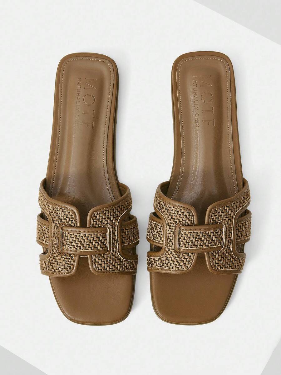 MOTF PREMIUM BRAID PU LEATHER FLAT SANDALS FOR CHRISTMAS