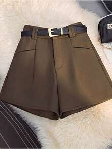 Franclia 女士时尚优雅纯色高腰A字短裤