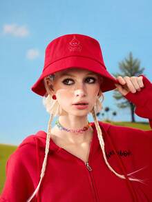 Teletubbies X ROMWE 女士渔夫帽 - 紅色 - 查看 4