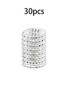 2/6/12/30/50PCS Diamond Napkin Rings Set, Luxury Rhinestone Napkin Holders For Christmas Wedding Dinner Party, Elegant Table Decorations For Anniversary Birthday Festival Holiday, Premium Hook & Loop Design, DIY Crafts, Gift For Women - Silver - View 8
