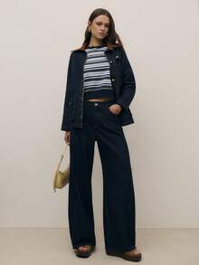 Nöista Striped Knit Long-Sleeve Top With Crew Neck And Ribbed Trims. Soft And Lightweight, Perfect For Smart-Casual Outfits, Weekend Wear And Cozy Spring Looks. - Navy Blue - View 6