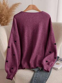 CosyJoli Cardigan lavorato a maglia a cuore per taglie comode, elegante moda francese, maglione/cappotto invernale