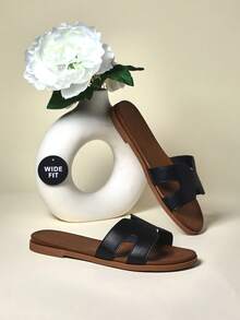 SHUZIA Cloud Comfort EE 宽版女式镂空黑色 PU 拖鞋 - 全天候缓冲，适合肿胀双脚和城市探险 - 黑色 - 查看 6