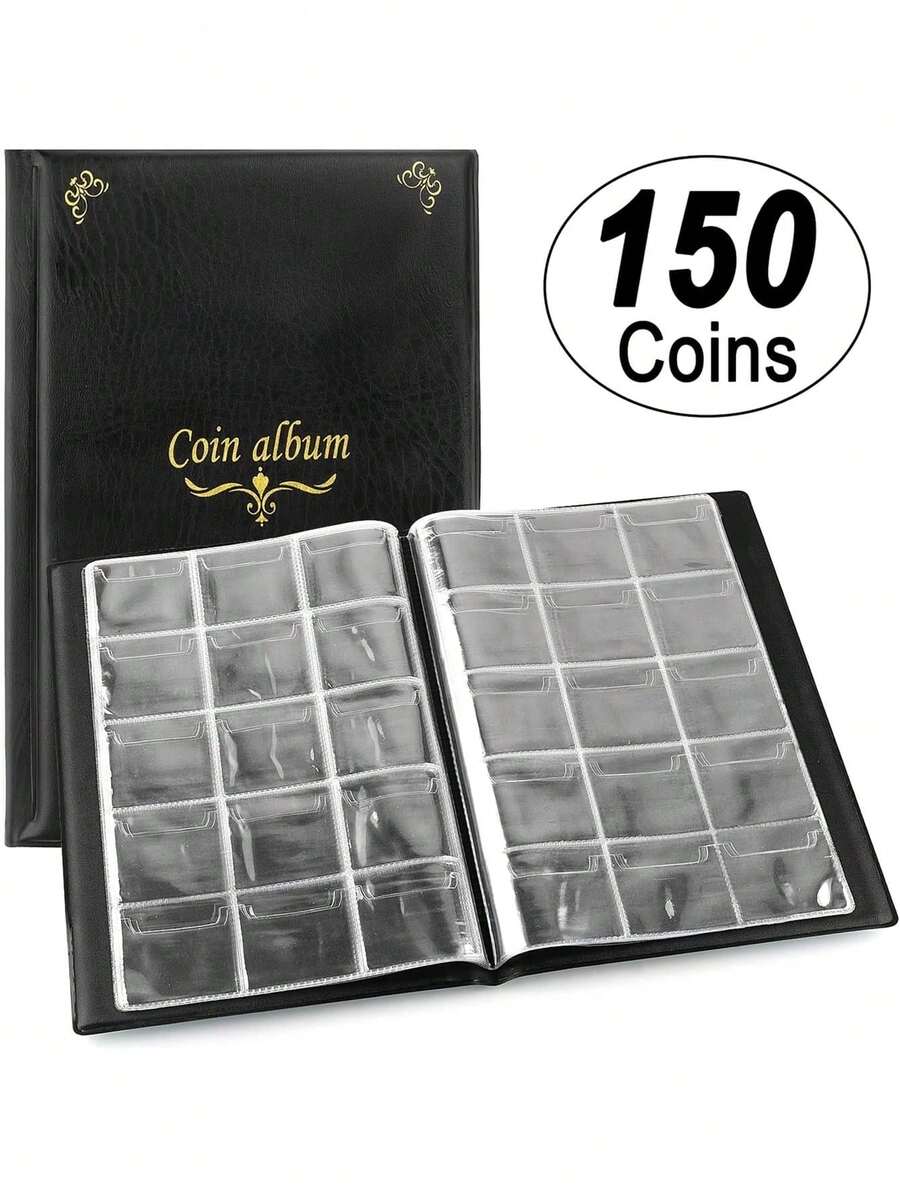 1pc Commemorative Coin Collector Holder, Coin Album With 150 Transparent PVC Slots For Storing Ancient Coins And Commemorative Coins, Ideal For Pressed Coin Passports, Coin Display Storage Box - Multicolor - View 1