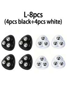 1/4个360°旋转自粘万向轮，超强粘性自粘脚轮套装，适用于垃圾桶、储物箱、家具、迷你家电 - ABS材质，内含钢珠