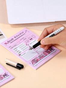 1/2/4/6/8本装书评记事本，5.5 x 3.9英寸，自粘式小记事本，阅读笔记用品，每本40页。 - 彩色 - 查看 2