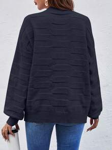 EMERY ROSE Women's Solid Color Round Neck Drop Shoulder Long Sleeve Casual Sweater, Autumn/Winter - Iron Gray - View 2
