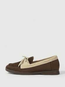 Sleekvia Women's Casual Lace-Up Contrast Color Comfortable Slip-On Loafers, Versatile For Daily Commute For Christmas - Coffee Brown - View 7