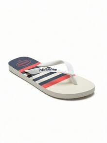 Sandalias planas cómodas tipo chanclas para mujer Havaianas, de rayas, versátiles para uso diario - Azul - Ver 1