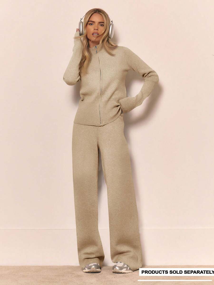 MUSERA Pantalones rectos de punto, solo Bottom, ropa de estar en casa de invierno, cómoda, de trabajo, linda, elegante, casual, chic, pantalones de chándal de primavera - Albaricoque - Ver 1