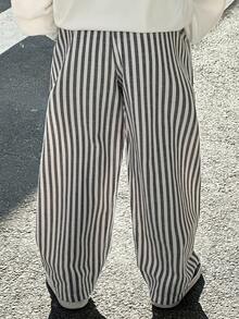 Young Boys' Casual Street Style Striped Woven Cargo Pants, Straight Leg, Lightweight & Comfortable, Versatile For Outings, Vacation, Photography, School, Sports, Gatherings, Spring/Summer