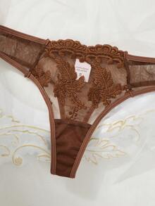 Esselle 2pcs Women Sexy Camisole Bra And Panty Lingerie Set - Coffee Brown - View 4