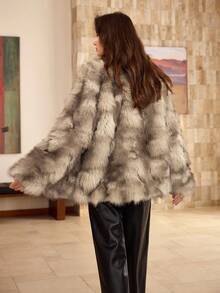 Hansera Women's Animal Print Faux Fur Lined Winter Jacket, Fashion Versatile Cold-Proof Coat For Autumn/Winter - Grey - View 2