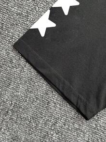 Manfinity Dauomo Men's Letter Print Round Neck Short Sleeve Casual Versatile T-Shirt - Black - View 4