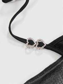 ROMWE Avant Bộ bikini 2 mảnh bó sát lưng thấp trang trí da PU phong cách Retro Gyaru Biker dành cho nữ - màu đen - Xem 4