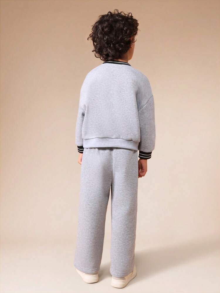 Sweatshirt And Jogger Set With Text Print