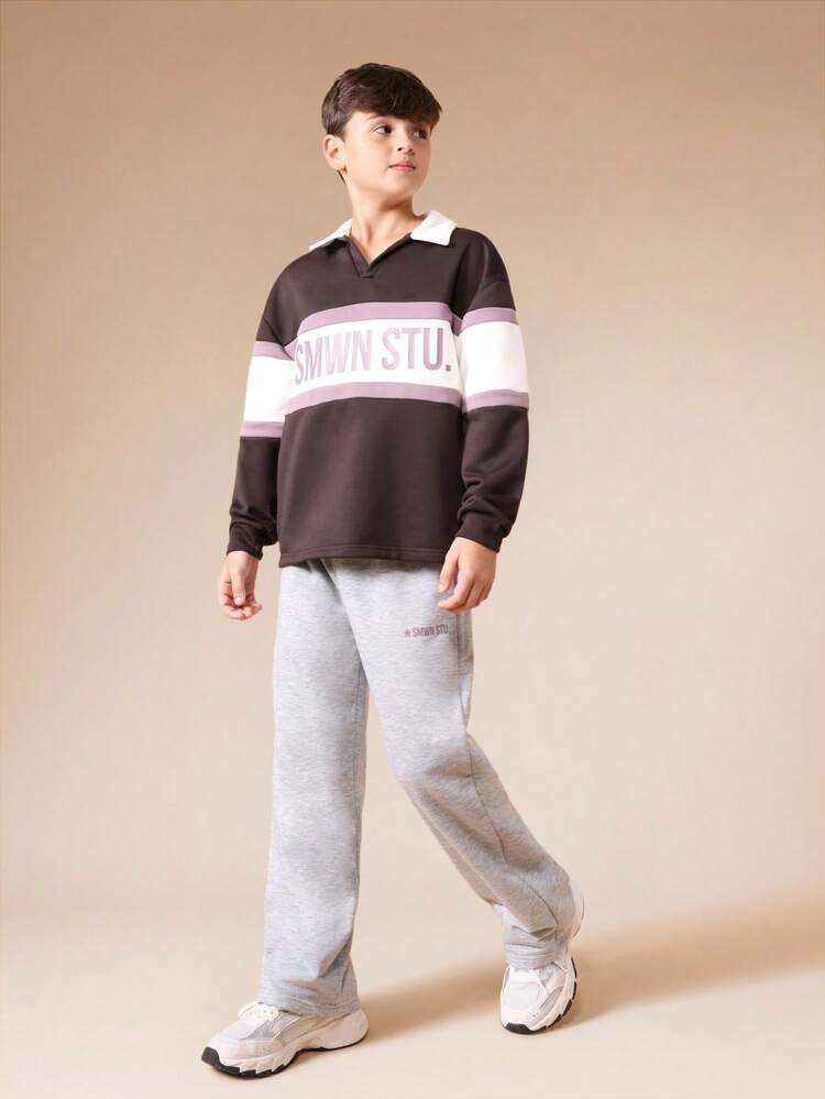 Colour Block Polo Set With Joggers