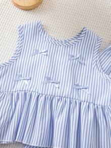2pcs/Set Girls Elegant Bowknot Sleeveless Top And Wide Leg Pants Set - Baby Blue - View 5