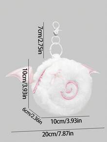 ROMWE Kawaii 1Pc Cute Fish-Shaped Plush Cake Purse, Back To School Student Bluetooth Headset Storage Bag, Small Wing Bow Tie High-Value Hanging - White - View 2