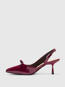 CUCCOO BIZCHIC Women's Pointed Toe Bow Decor Everyday Versatile Fashion High Heels Valentine's Day - Burgundy - View 9