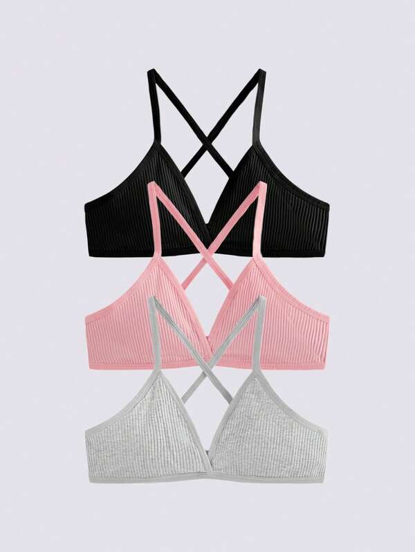 Loungeista 3 חבילות של חזיות חלקות סקסיות לנשים, V עמוק, קאפ משולש, ללא קאפ, חזייה יפהפייה ללא בטנה, חזייה לנשים, תחתונים לחזרה לבית הספר, חזיית ספורט