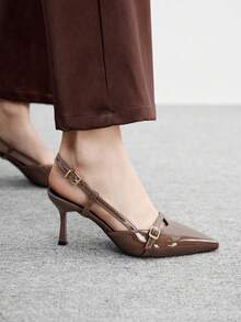 CUCCOO BIZCHIC 女士尖头高跟鞋，性感细高跟，户外/通勤，咖啡色，派对/宴会鞋 - 咖啡棕 - 查看 4
