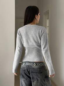 StreetHx Petite Niche Design Knitted Cardigan, Casual Women's Sweater Cardigan