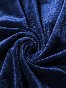 Cravure Plus Size Women Solid Color Long Sleeve Ruched Fitted Elegant Dress - Blue - View 3