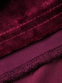 DAZY Women's Sweetheart Collar Raglan Sleeve Waist Cinched Elegant Long Dress - Burgundy - View 8