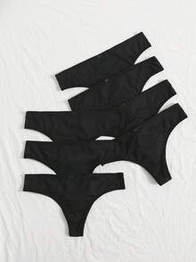 NudeFit Women Black High Stretch Plain Backless Thong Underwear Multi-Pack For Casual Comfy Wear - Black - View 5