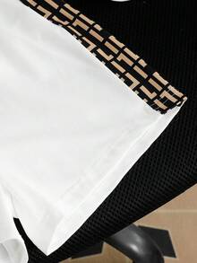 2件套男童休闲撞色短袖圆领T恤和短裤套装，含斜挎包，适合日常休闲户外活动，春夏款 - 白色 - 查看 5