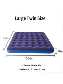Colchón de aire, colchón inflable tamaño individual con superficie superior acolchada en onda, cama de aire duradera para el hogar, campamento y huéspedes - capacidad de peso de 500 libras (azul oscuro) - Multicolor - Ver 7