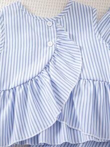 2pcs/Set Girls Elegant Bowknot Sleeveless Top And Wide Leg Pants Set - Baby Blue - View 7