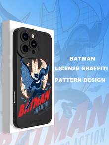 BATMAN X SHEIN 1个卡通人物图案极简磨砂手机壳 | 天使眼设计 & 防滑握感 | 超薄耐用经典混搭风格 | 兼容 iPhone 17/17 Pro/17 Air/17 Pro Max、16/16 Plus/16 Pro/16 Pro Max、15-11/X/XS Max 和 Galaxy S25/S25 Ultra/S24-S22 系列 - 黑色 - 查看 2