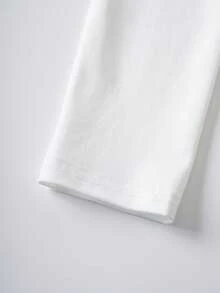 Mr Men Little Miss X SHEIN Young Girl Letter & Cartoon Graphic White Crew Neck Long Sleeve Sweatshirt And Black Pants Set - Multicolor - View 7